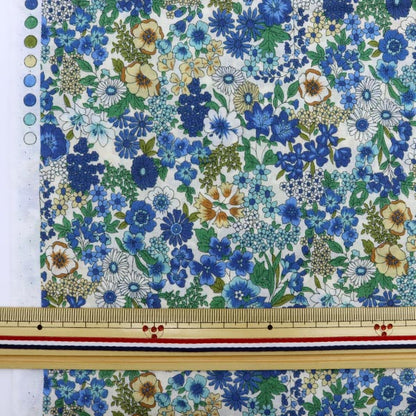 [From quantity 5] Fabric "60 loan FLOWNNYII retro small flower blue NFA-1010-16B" KOKKA