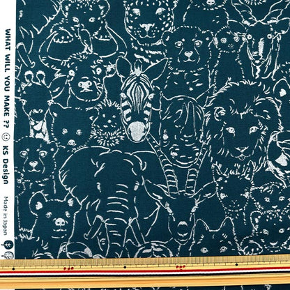 [From quantity 5] Fabric "Antibacterial / deodorant processingOxford Animal Pattern Blue x Lame Silver SK20 -Angro-C]