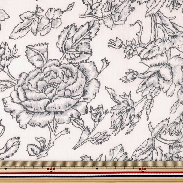 [From quantity 5] Fabric "Yanganagi Botanical Pattern Gray RAM-CR-1B"