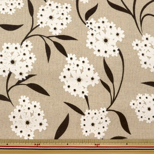 [From quantity 5] Fabric "Hopsack white floral pattern 20kec-365"