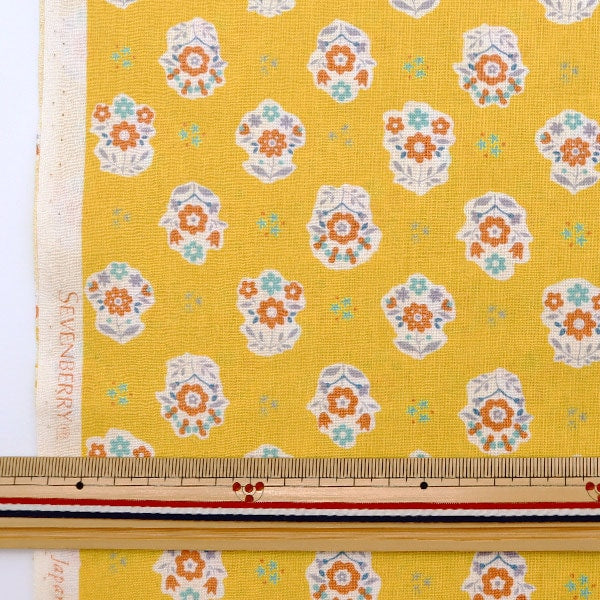 [From quantity 5] Fabric 『Sheeting SOPO Flower Pattern Lemon 850356-1-2]