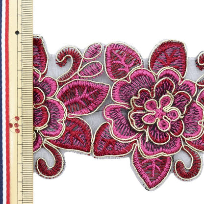 [From quantity 5] HandicraftTrim "embroideryTrim Width about 8cm red GY-93-17-5]