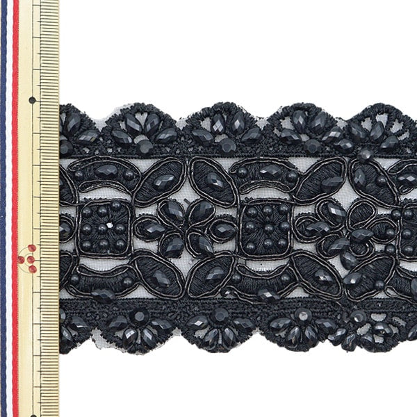 [From quantity 5] HandicraftTrim "embroideryTrim Width about 8cm black GY-93-19-2]