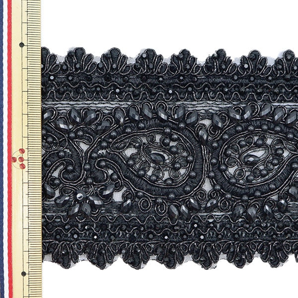 [From quantity 5] HandicraftTrim "embroideryTrim About 10.7cm width Black GY-93-19-3]
