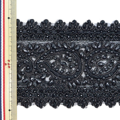 [From quantity 5] HandicraftTrim "embroideryTrim About 10.7cm width Black GY-93-19-3]