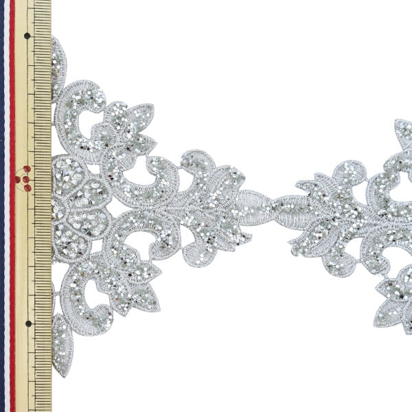 [From quantity 5] HandicraftTrim "embroideryTrim Width about 12cm Silver GY-93-19-4s]