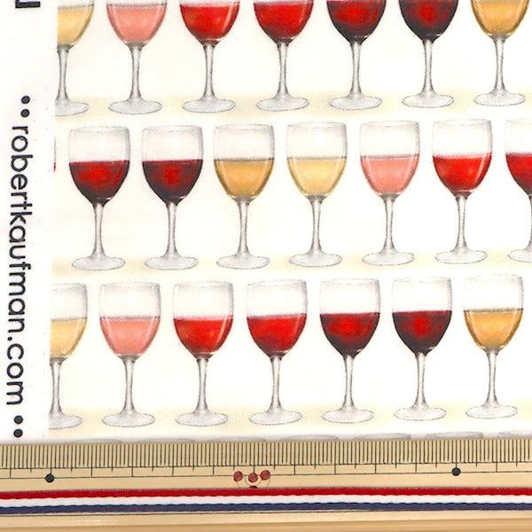 [From quantity 5] Fabric "Inkjet printed wine glass 19804-2800" USA cotton