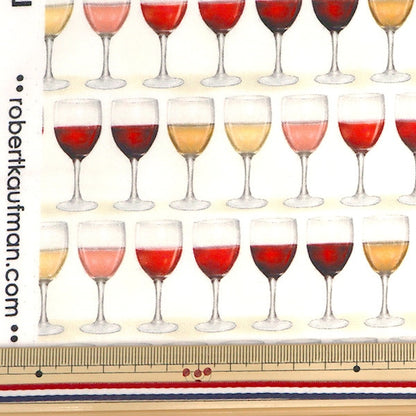 [From quantity 5] Fabric "Inkjet printed wine glass 19804-2800" USA cotton