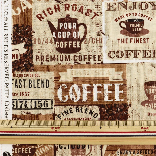 [From quantity 5] Fabric "Inkjet Print Cafe C7984-Brewn" USA cotton