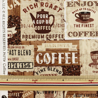 [From quantity 5] Fabric "Inkjet Print Cafe C7984-Brewn" USA cotton