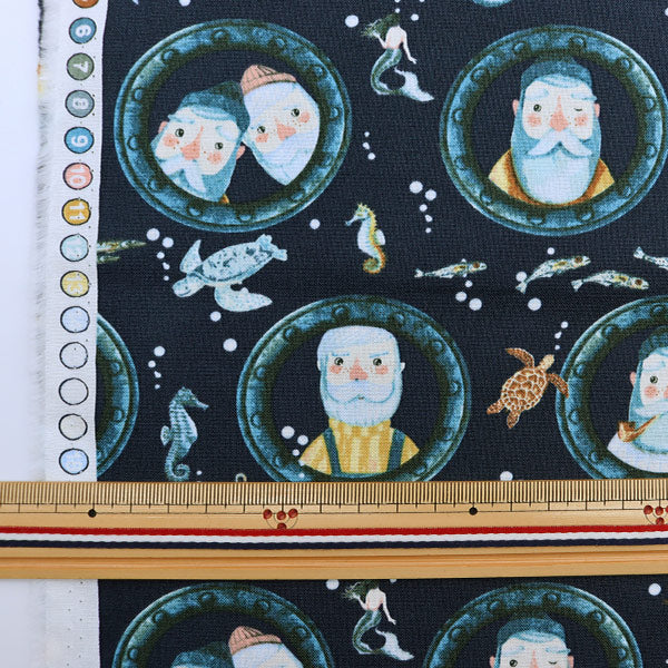 [From quantity 5] Fabric "Inkjet Print Submarine 1800-Marlin" USA cotton