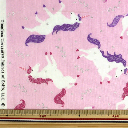 [From quantity 5] Fabric 『Sheeting Unicorn CM6562-Blush] USA cotton