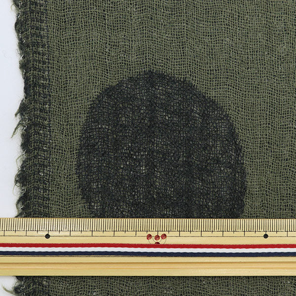 [From quantity 5] Fabric "Wool JQ polka dots 34732-3 Black x Khaki"