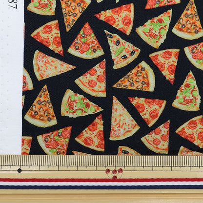 [From quantity 5] Fabric "USA cotton small world pizza pattern black GAIL-CD8887"
