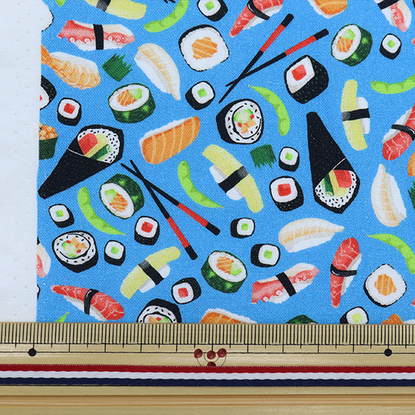 [From quantity 5] Fabric "USA Cotton Small World Sushi Pattern Teal Blue GAIL-CD8890"