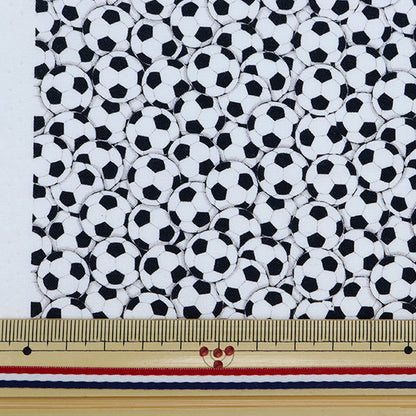 [From quantity 5] Fabric "USA Cotton Small World Soccer Pattern White GAIL-CD8894"