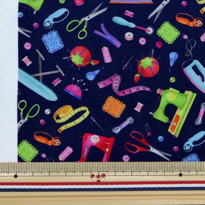 [From quantity 5] Fabric "USA Cotton Small World Sewing Pattern Navy GAIL-CD8904"