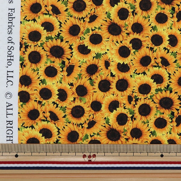 [From quantity 5] Fabric "USA Cotton Small World Himawari Pattern Yellow Mini-CD8885"