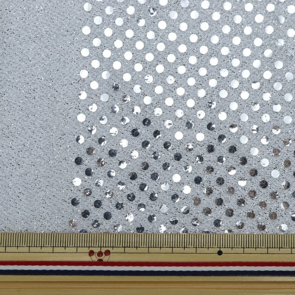 [From quantity 5] Fabric "Happiness White x Silver 160311-1"