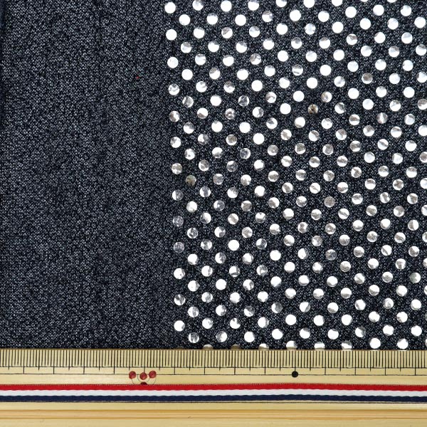 [From quantity 5] Fabric "Happiness Black x Silver 160311-12"