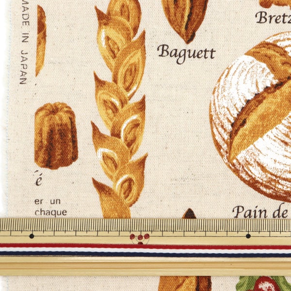 [From quantity 5] Fabric "Cotton hemp canvas bread pattern natural KTS6817-A" COTTON KOBAYASHI