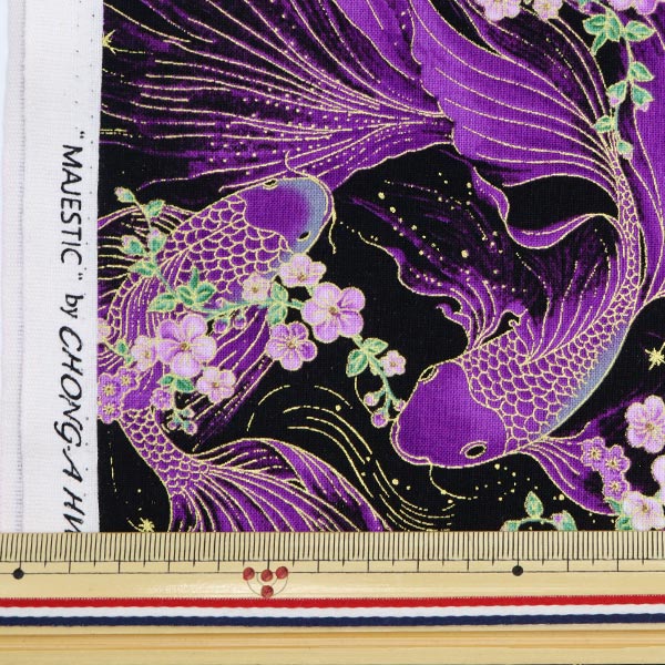 [From quantity 5] Fabric "USA Cotton Majestic cherry blossoms and carp