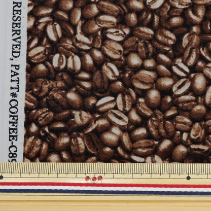 [From quantity 5] Fabric "USA Cottonback to the Grind Coffee Bean Pattern Coffee-C8958"