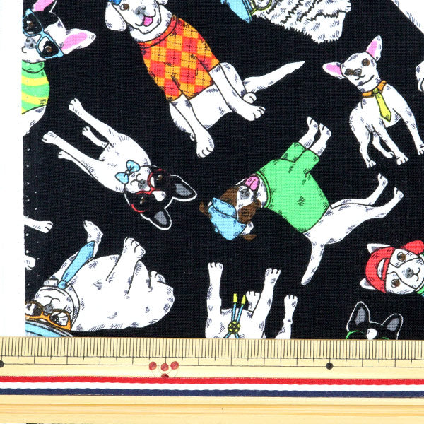 [From quantity 5] Fabric "USA Cotton Dopper Dog Dog and Hat Pattern DOG-C8919"