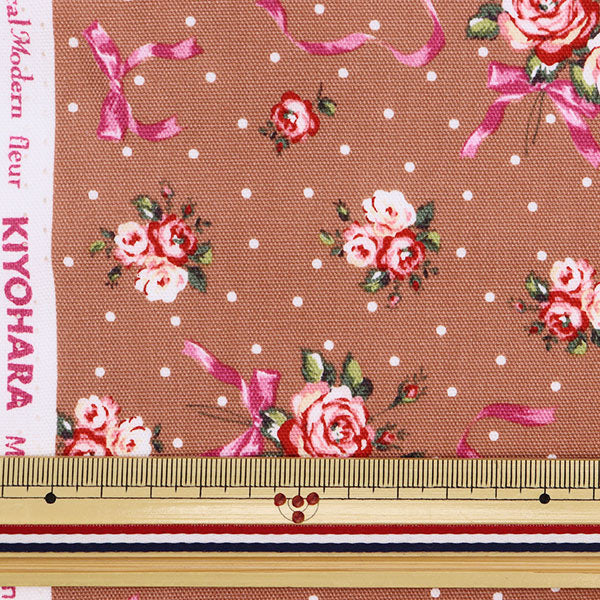 [From quantity 5] Fabric 『Oxford Classical Modern Flower Bouquet Brown CMOF-54BR]