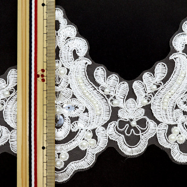 [From quantity 5] HandicraftTrim "embroideryTrim Approximately 12.5cm wide white GY-93-17-10]