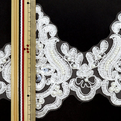 [From quantity 5] HandicraftTrim "embroideryTrim Approximately 12.5cm wide white GY-93-17-10]