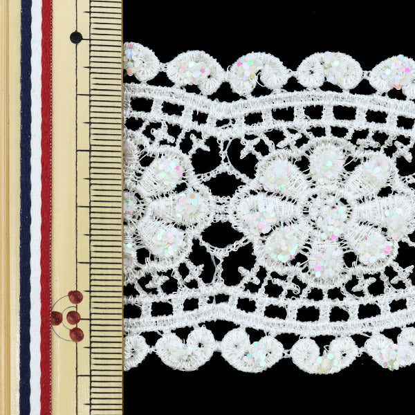 [From quantity 5] HandicraftTrim "embroideryTrim Width about 6cm White GY-93-18-3C]