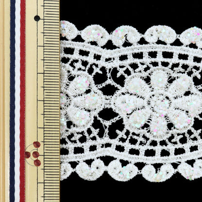 [From quantity 5] HandicraftTrim "embroideryTrim Width about 6cm White GY-93-18-3C]