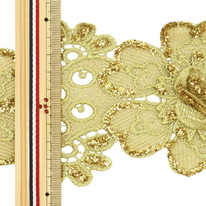 [From quantity 5] HandicraftTrim "embroideryTrim About 9.2cm Gold GY-93-18-12B]