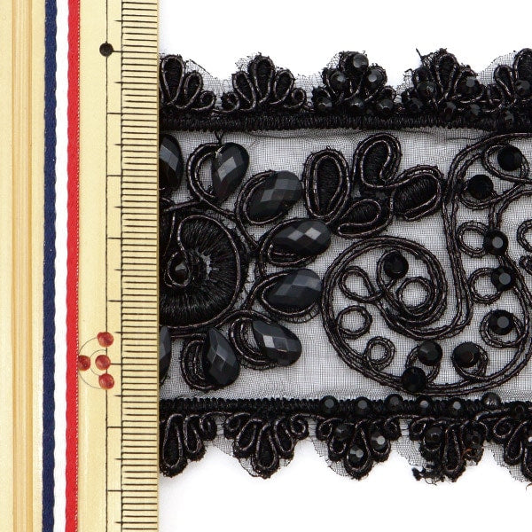 [From quantity 5] HandicraftTrim "embroideryTrim Width about 6.7cm Black GY-93-19-1]