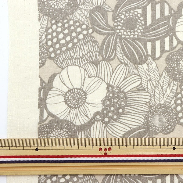 [From quantity 5] Fabric "Ukonoko cloth broad miniArtificial Flowers Gray Up5811-E] COTTON KOBAYASHI