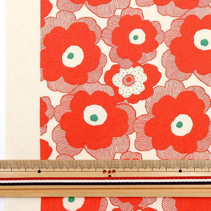 [From quantity 5] Fabric "Ukono cloth Broad Mini Poppy Red Up5812-B" COTTON KOBAYASHI