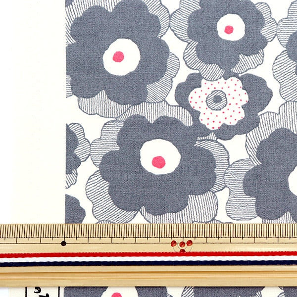 [From quantity 5] Fabric "Ukonoko cloth Broad Mini Poppy Gray Up5812-C" COTTON KOBAYASHI