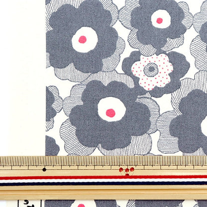 [From quantity 5] Fabric "Ukonoko cloth Broad Mini Poppy Gray Up5812-C" COTTON KOBAYASHI