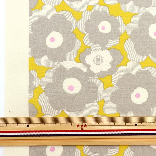 [From quantity 5] Fabric "Ukonoko cloth Broad Mini Poppy Yellow Up5812-D" COTTON KOBAYASHI