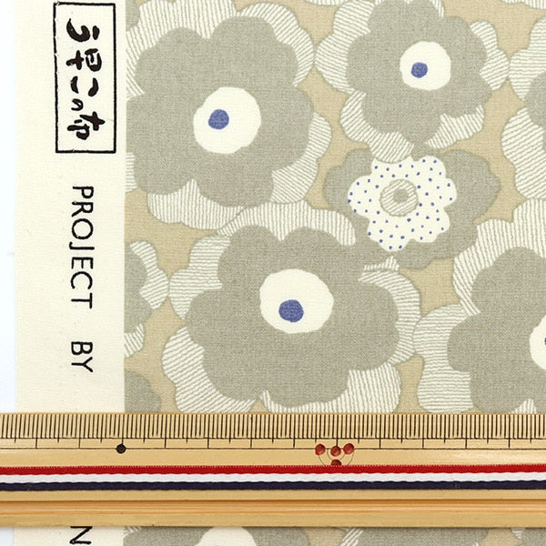 [From quantity 5] Fabric "Ukono cloth Broad Mini Poppy Light Gray Up5812-E" COTTON KOBAYASHI