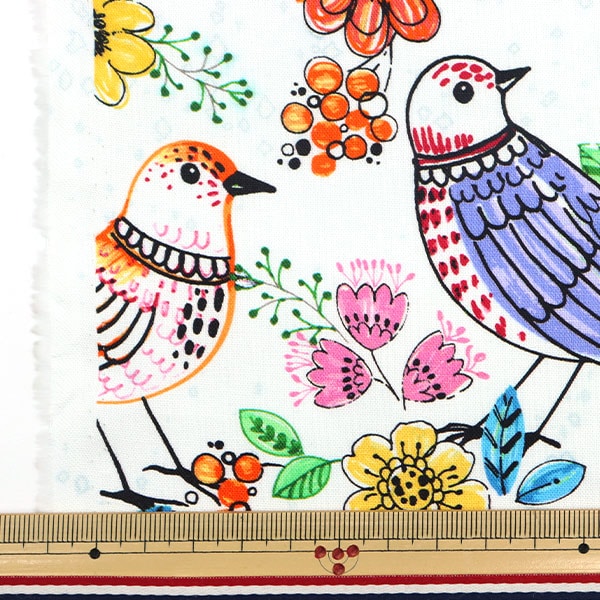 [From quantity 5] Fabric "USA Cotton Fork Art Birds CX10020-MULTI"