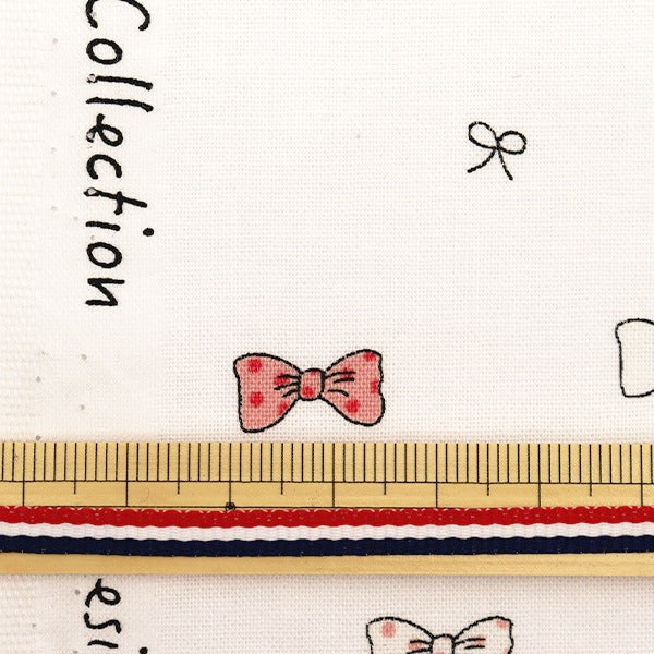 [From quantity 5] Fabric "Antibacterial and deodorantSheeting PETIT Ribbon White PTC1121-4-A]