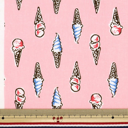 [From quantity 5] Fabric 『Sheeting Ice cream pink 850362-1-2]