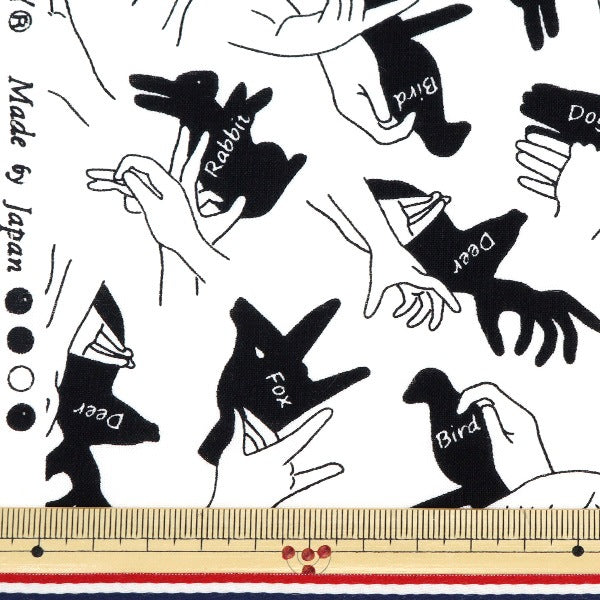 [From quantity 5] Fabric 『Scare Print Shadow Picture White 850363-1-2]