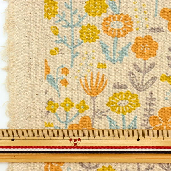 [From quantity 5] Fabric "Cotton hemp canvas picnic honey yellow 850366-2-1"