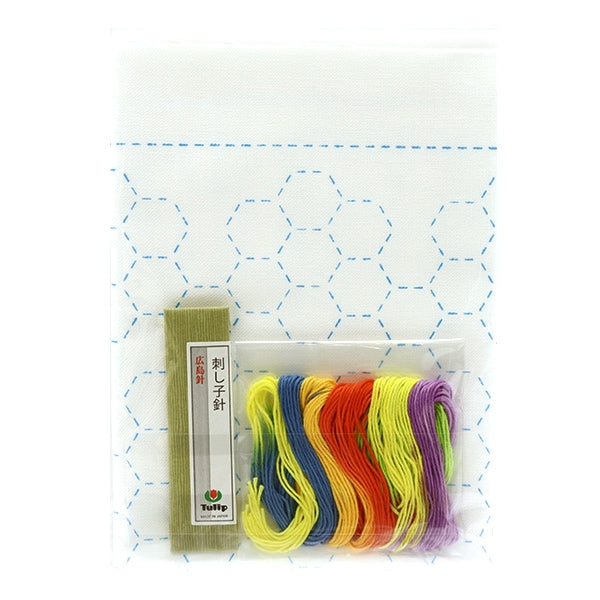 Embroidery kit "Hand-sewn Flower Fukin Kit SASHIKO WORLD AMERICA Grand Mothers Flower Garden KSW-007" TULIP Tulip