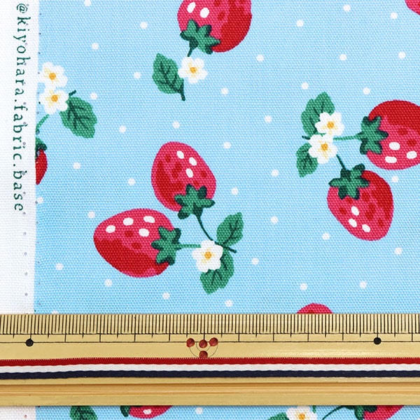 [From quantity 5] Fabric 『Oxford Print Ichigo Dot Blue MOWF-138-BL]
