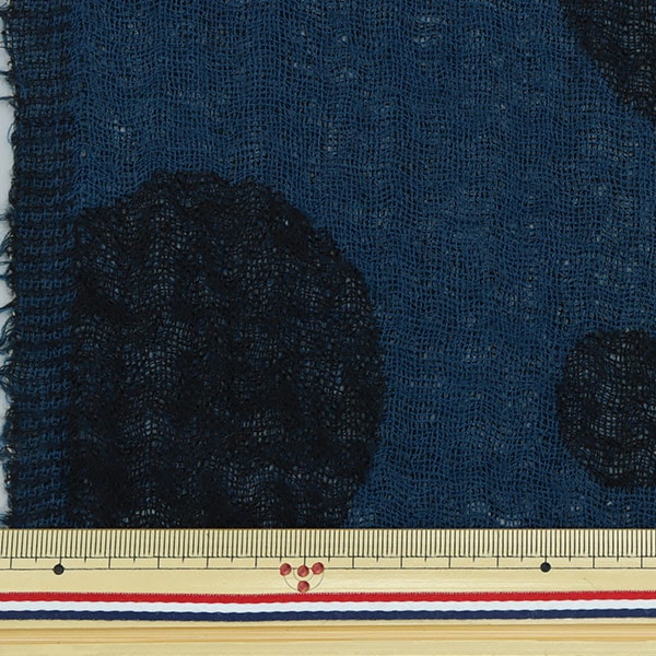 [From quantity 5] Fabric "Wool JQ polka dots 34732-7 navy x blue"