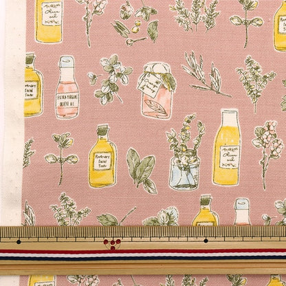 [From quantity 5] Fabric 『Oxford Herb and bottle pink 38097-2B]